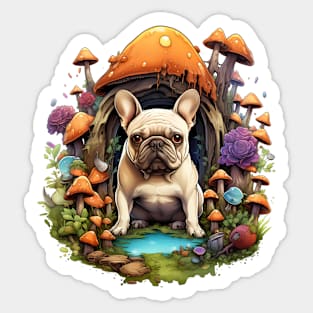 French Bulldog In a Fairy Forest Sticker